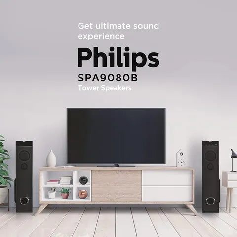 PHILIPS 80W Multimedia Speaker (Surround Sound, 2.0 Channel, Black)