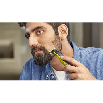 PHILIPS OneBlade Rechargeable Cordless Shaver for Face for Men (60min Runtime, Unique OneBlade Technology, Lime Green & Charcoal Grey)