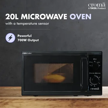 Croma M20 20L Solo Microwave Oven with Temperature Sensor (Black)