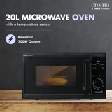 Croma M20 20L Solo Microwave Oven with Temperature Sensor (Black)