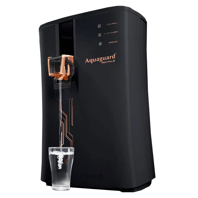 Aquaguard Royale 5.5L RO + UV + MTDS + SS Smart Water Purifier with Active Copper Zinc Booster Tech and 7 Stage Purification (Black/Bronze)