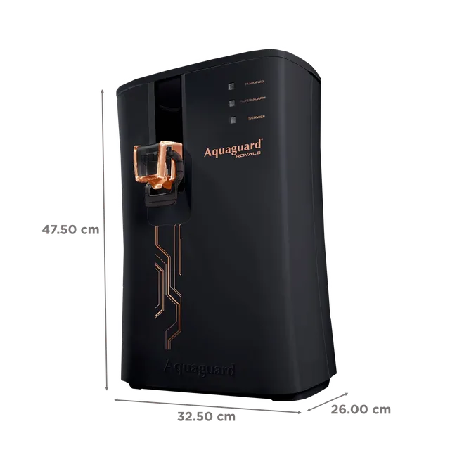 Aquaguard Royale 5.5L RO + UV + MTDS + SS Smart Water Purifier with Active Copper Zinc Booster Tech and 7 Stage Purification (Black/Bronze)