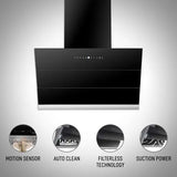 FABER ZENITH FL SC AC BK 60cm 1350m3/hr Ducted Auto Clean Wall Mounted Chimney with Touch Control (Black)