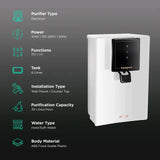 Aquaguard Stylo 6L RO + UV + MTDS Smart Water Purifier with Active Copper Zinc Booster Technology (White)