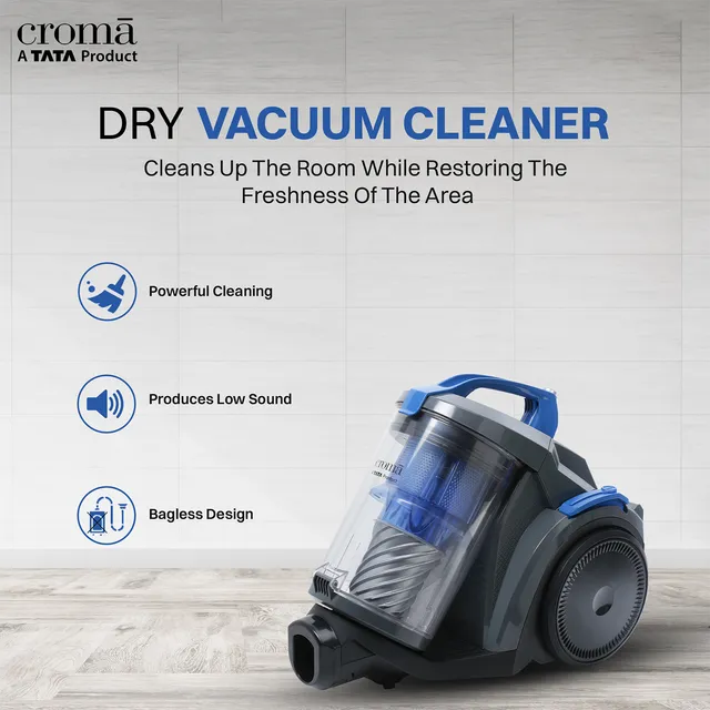 Croma 2200W Dry Vacuum Cleaner with Multi Cyclonic Technology (Auto Cord Winder, Blue)