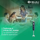 BAJAJ 300 Watt Hand Blender (Silent DC Motor, Black)