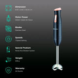 BAJAJ 300 Watt Hand Blender (Silent DC Motor, Black)