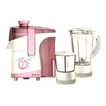 BAJAJ JX 30 500 Watt 3 Jars Juicer Mixer Grinder (18000 RPM, ISI Approved, White/Pink)