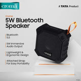 Croma 5W Portable Bluetooth Speaker (IPX7 Waterproof, High Bass, Black)