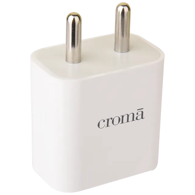 Croma 20W Type C Fast Charger (Type c to type c cable included, Apple compatible, white)