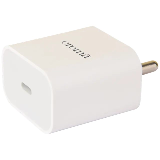 Croma 20W Type C Fast Charger (Type c to type c cable included, Apple compatible, white)