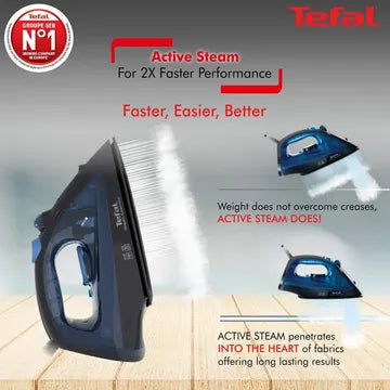 Tefal Steam Essential 1200 Watts 150ml Steam Iron Anti-Calc Feature, FV1028O1