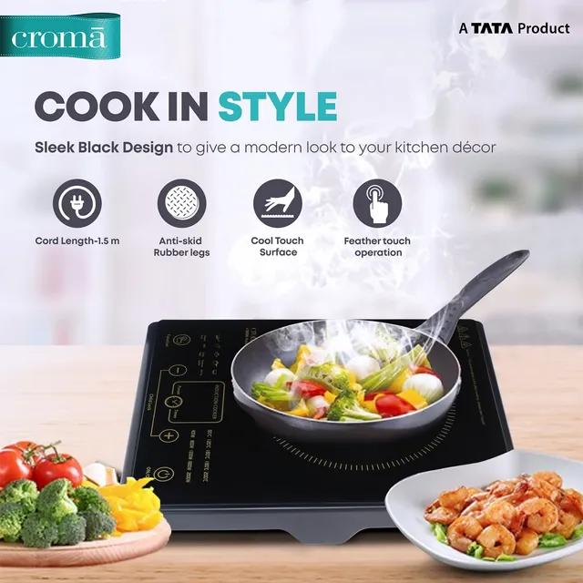 Croma 2000W Induction Cooktop with 5 Preset Menus