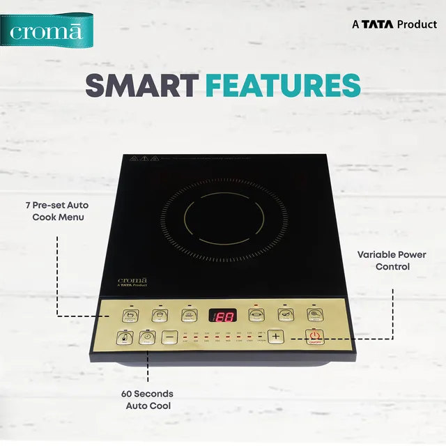 Croma 1600W Induction Cooktop with 7 Preset Menus