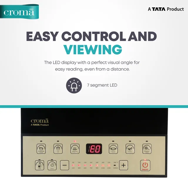 Croma 1600W Induction Cooktop with 7 Preset Menus