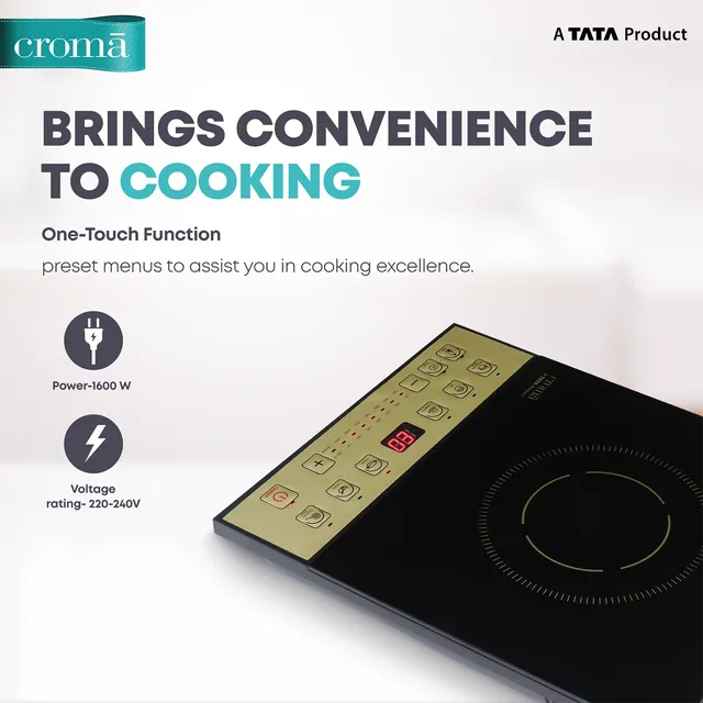 Croma 1600W Induction Cooktop with 7 Preset Menus