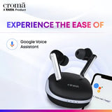 Croma TWS Earbuds with Active Noise Cancellation (IPX5 Water Resistant, Fast Charging Support, Black and Grey)