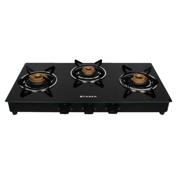 Faber Marvel 3BB BK Tempered Glass Top 3 Burner Manual Gas Stove (Scratch Resistant, Black)