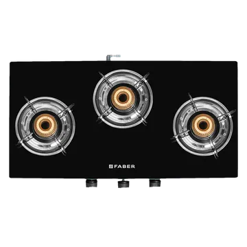 Faber Marvel 3BB BK Tempered Glass Top 3 Burner Manual Gas Stove (Scratch Resistant, Black)