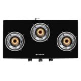 Faber Marvel 3BB BK Tempered Glass Top 3 Burner Manual Gas Stove (Scratch Resistant, Black)