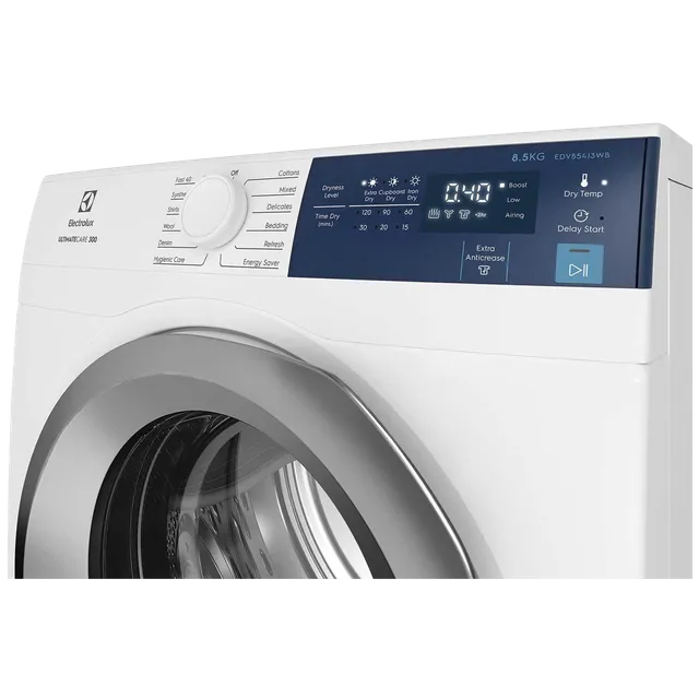 Electrolux 8.5 Kg Fully Automatic Front Load Dryer (UltimateCare 300, EDV854J3WB, ReverseTumbling, White)