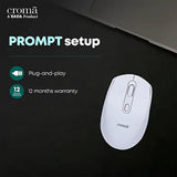 Croma Optical Wireless Mouse (1600 DPI, White)