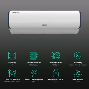 VOLTAS Vectra Pearl 4 in 1 Convertible 1.5 Ton 3 Star Inverter AC with Anti-Dust Filter (Copper Condenser, 183V Vectra Pearl Marvel)