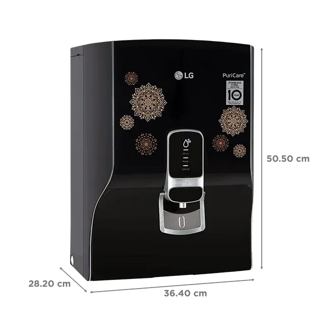 LG PuriCare 8L RO + UV Water Purifier with Mineral Booster (Black with Regal Pattern)