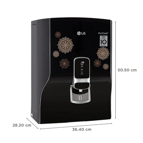 LG PuriCare 8L RO + UV Water Purifier with Mineral Booster (Black with Regal Pattern)