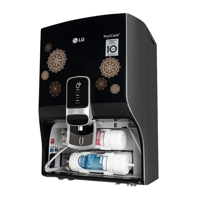 LG PuriCare 8L RO + UV Water Purifier with Mineral Booster (Black with Regal Pattern)