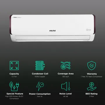 VOLTAS Vectra Pearl 4 in 1 Convertible 1.3 Ton 3 Star Inverter Split AC with Anti Dust Filter (Copper Condenser)