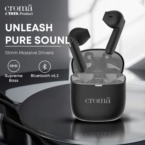 Croma TWS Earbuds (Fast Charging, Black and Grey)