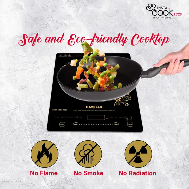 HAVELLS Insta Cook TC20 2000W Single Induction Cooktop with 9 Preset Menus