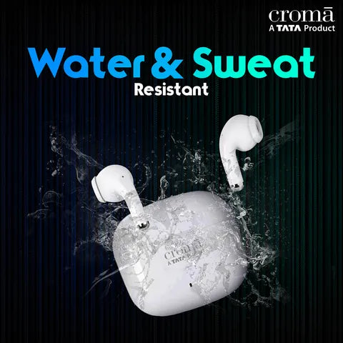 Croma IN 101 TWS Earbuds with Passive Noise Cancellation (IPX4 Water Resistant, 28 Hours Playback White)