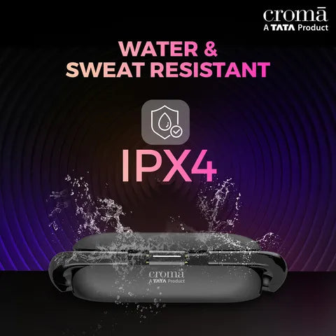 Croma Sliding TWS Earbuds with Passive Noise Cancellation (IPX4 Waterproof, 30 Hours Playback Time, Black)