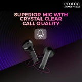 Croma Sliding TWS Earbuds with Passive Noise Cancellation (IPX4 Waterproof, 30 Hours Playback Time, Black)