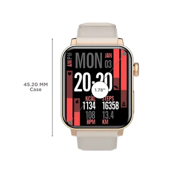 Croma Velocity AM Smartwatch with Bluetooth Calling (1.78 inches, AMOLED Display, IP68 Water Resistant, Gold Strap)