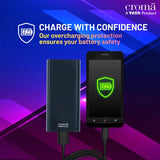 Croma 20000 mAh 22.5W Fast Charging Power Bank (2 Type A, 1 PD Type C & 1 Micro USB Port, Aluminium Casing, Apple Compatible, Black)