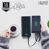 Croma 20000 mAh 22.5W Fast Charging Power Bank (2 Type A, 1 PD Type C & 1 Micro USB Port, Aluminium Casing, Apple Compatible, Black)