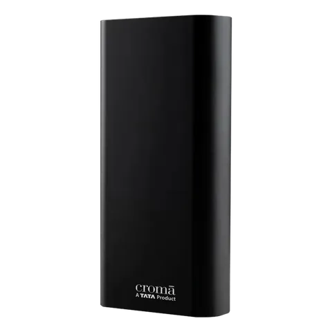 Croma 20000 mAh 22.5W Fast Charging Power Bank (2 Type A, 1 PD Type C & 1 Micro USB Port, Aluminium Casing, Apple Compatible, Black)