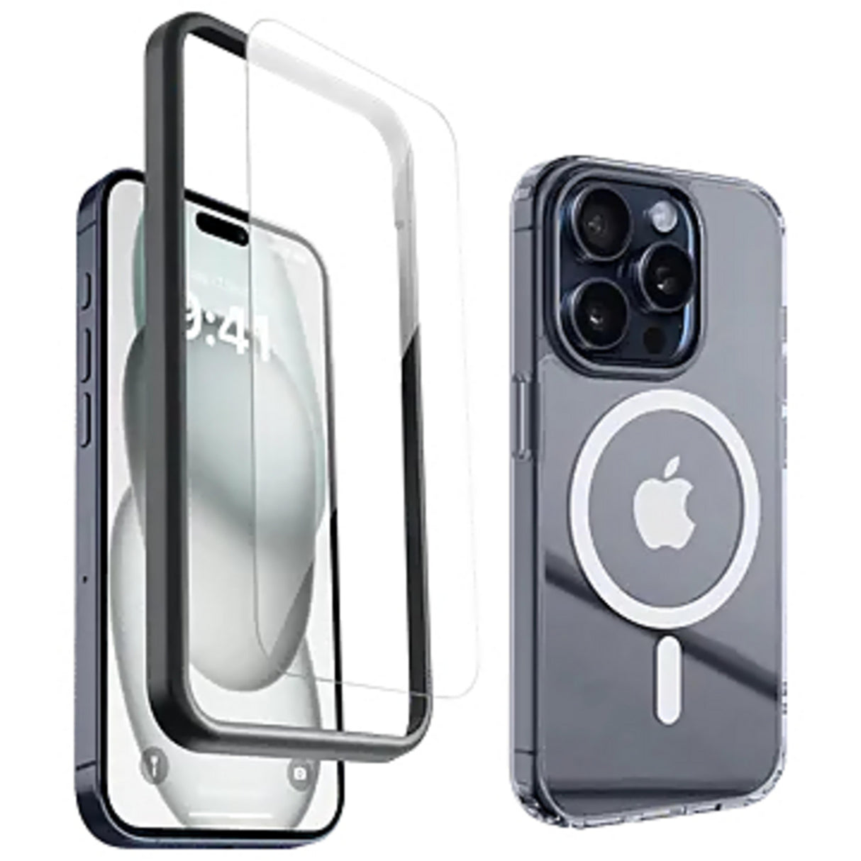 AKU LUXOS 2IN1 Defense Combo Kit Back Cover for iPhone 15 (Anti Scratch Design, Clear)