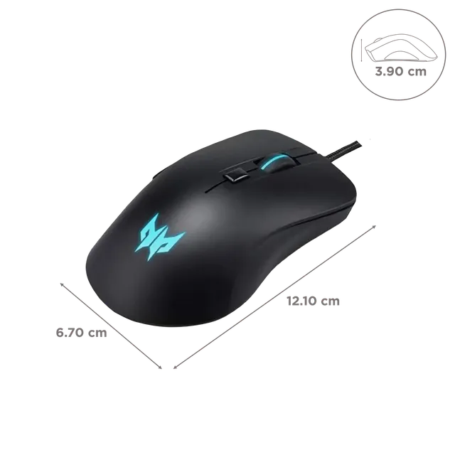 acer Predator Cestus 310 Wired Optical Mouse with 4 Preset Color Settings (4200 DPI, 10 Million Clicks, Black)