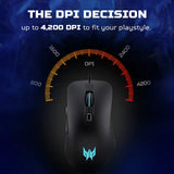 acer Predator Cestus 310 Wired Optical Mouse with 4 Preset Color Settings (4200 DPI, 10 Million Clicks, Black)