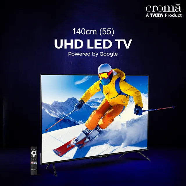 Croma 140 cm (55 inch) 4K Ultra HD LED Google TV with Bezel Less Display (55UGC024602, 2023 Model)