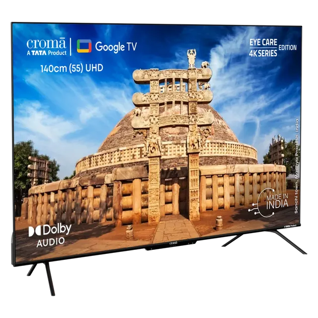 Croma 140 cm (55 inch) 4K Ultra HD LED Google TV with Bezel Less Display (55UGC024602, 2023 Model)