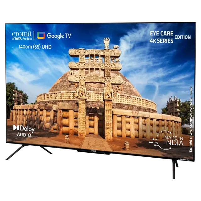 Croma 140 cm (55 inch) 4K Ultra HD LED Google TV with Bezel Less Display (55UGC024602, 2023 Model)