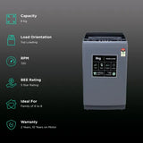 Croma 8 kg 5 Star Fully Automatic Top Load Washing Machine (CRLW080FAF264505, Pulsator Wash Technology)