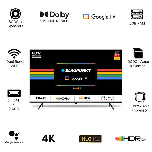 BLAUPUNKT CyberSound G2 139 cm (55 inch) LED 4K Ultra HD Google TV with Dolby Vision and Dolby Atmos