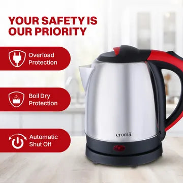 Croma 1500 Watt 1.2 Litre Electric Kettle with Overload Protection