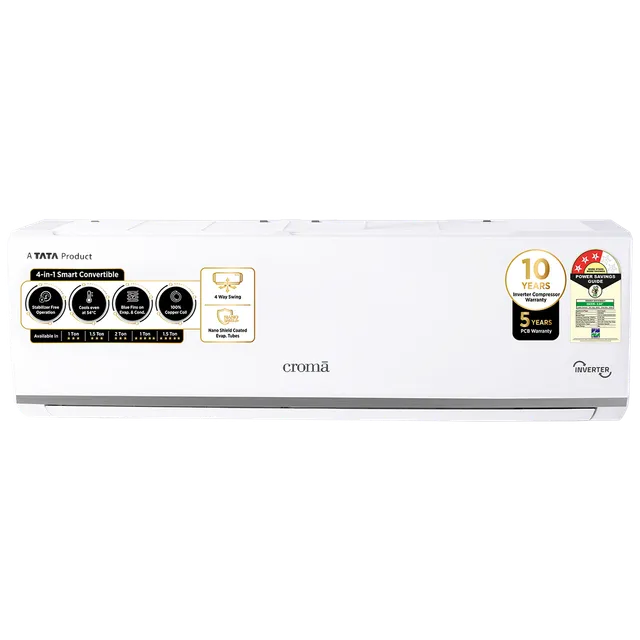 Croma 4 in 1 Convertible 1.5 Ton 3 Star Inverter Split AC with Dust Filter (2023 Model, Copper Condenser, CRLA018IND283259)